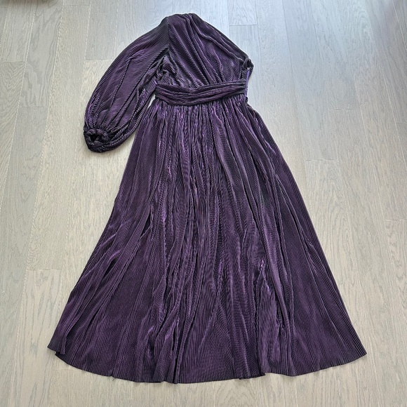 Bronx and Banco Purple Metallic One Shoulder Florence Maxi Dress Gown - XL - Picture 2 of 13